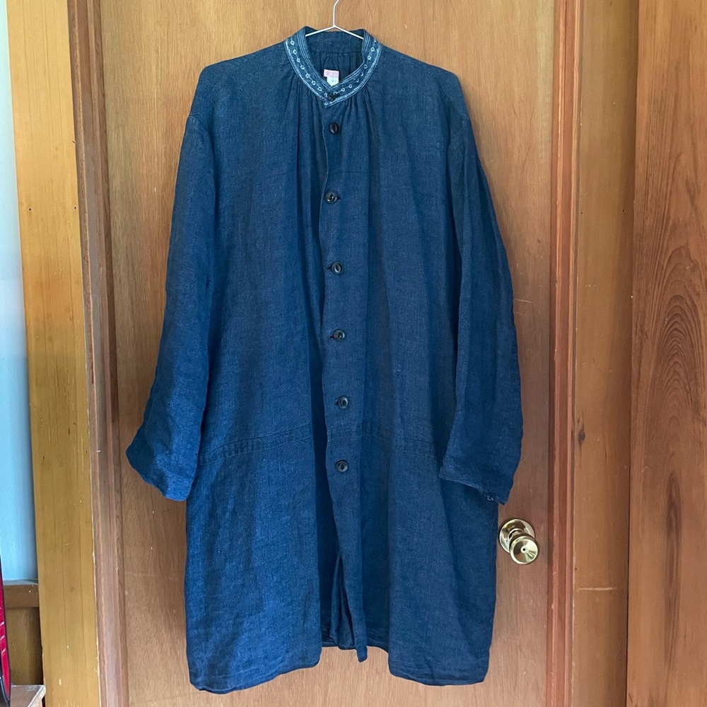 Dosa Indigo Linen Tunic Dress